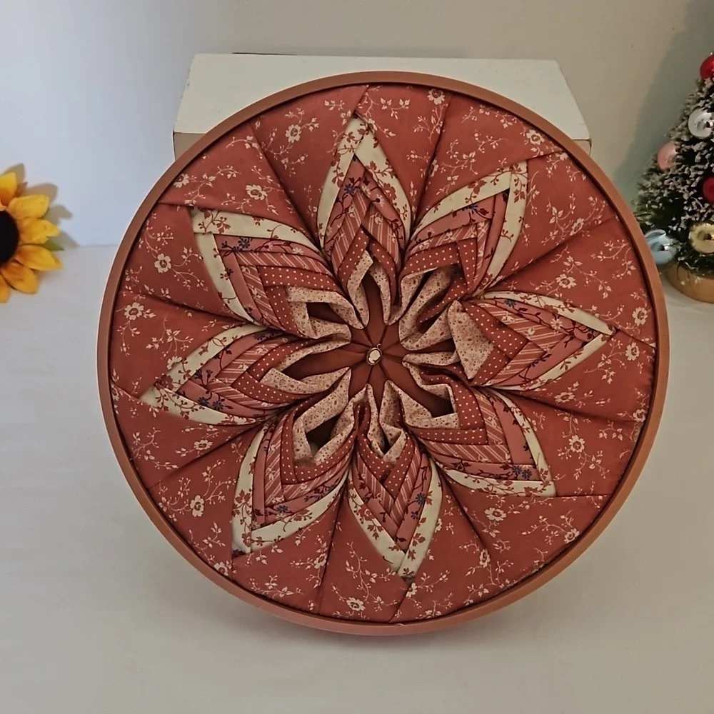 Handmade Upcycled Fabric Wall Art Pink Floral 10